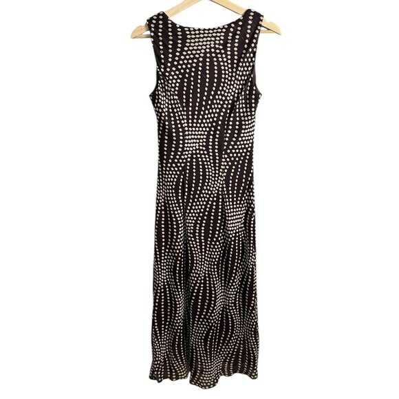 Vintage Dressbarn Polkadot Midi Slip Dress Brown 8 Bias Cut‎ 90s Y2K Whimsygoth - Picture 2 of 11